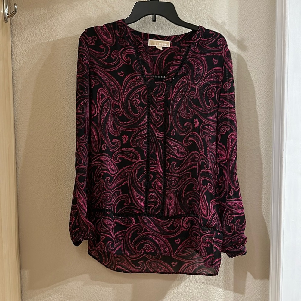 Michael Kors Black and Pink Tunic Top